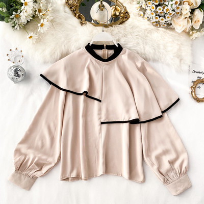 Μοντέρνα γυναικεία μπλούζα με ωοειδές ντεκολτέ και φερμουάρ σε τρία χρώματα