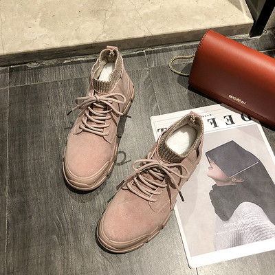 Adidasi de dama cu sireturi si talpa plata in negru, bej si roz