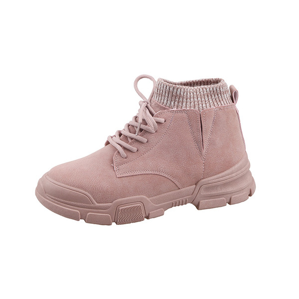 Adidasi de dama cu sireturi si talpa plata in negru, bej si roz