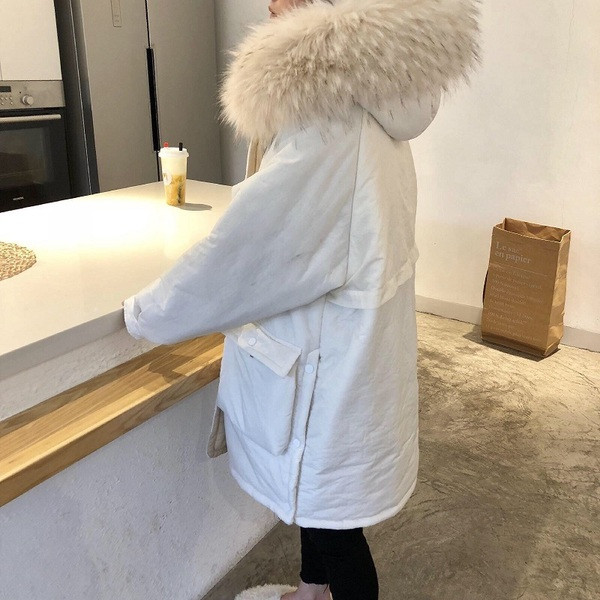 Jachetă lungă de actualitate pentru femei în două culori cu puf