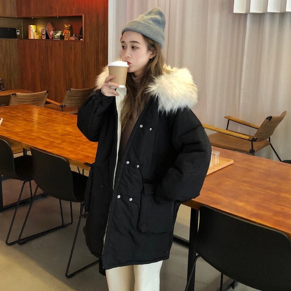 Jachetă lungă de actualitate pentru femei în două culori cu puf