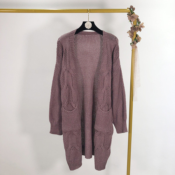 Μακρύ γυναικείο γιλέκο με τσέπες χωρίς στερεωτικό - ευρύ μοντέλο