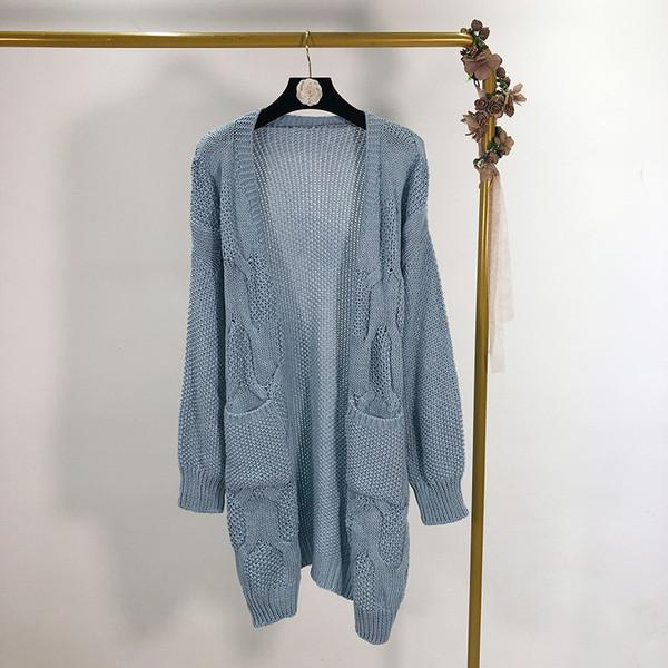 Μακρύ γυναικείο γιλέκο με τσέπες χωρίς στερεωτικό - ευρύ μοντέλο