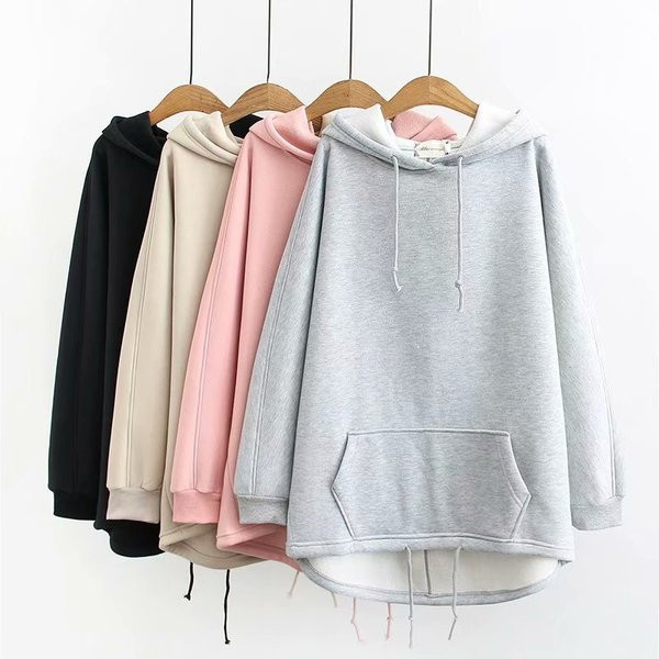 Καθημερινό  γυναικείο φούτερ με κουκούλα και τσέπη σε τέσσερα χρώματα