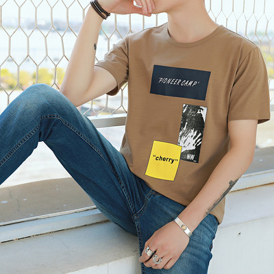 Модерна мъжка тениска с къс ръкав и апликация 