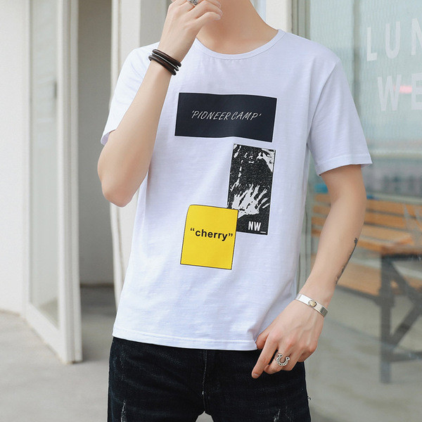 Модерна мъжка тениска с къс ръкав и апликация 