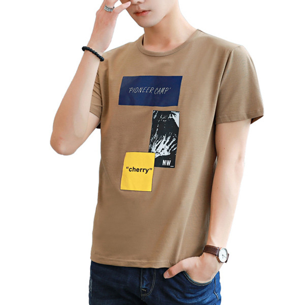 Модерна мъжка тениска с къс ръкав и апликация 