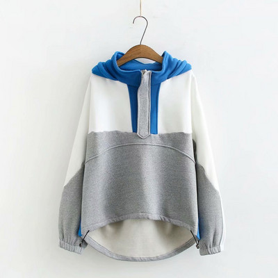 Γυναικείο φαρδύ φούτερ με φερμουάρ σε δύο χρώματα