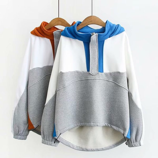 Γυναικείο φαρδύ φούτερ με φερμουάρ σε δύο χρώματα