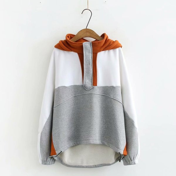 Γυναικείο φαρδύ φούτερ με φερμουάρ σε δύο χρώματα