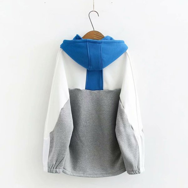 Γυναικείο φαρδύ φούτερ με φερμουάρ σε δύο χρώματα