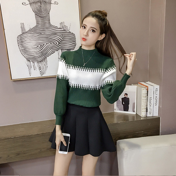 Νέο μοντέλο γυναικείο πουλόβερ με χαμηλό κολάρο σε μοβ, κόκκινο, πράσινο, μαύρο και κίτρινο χρώμα