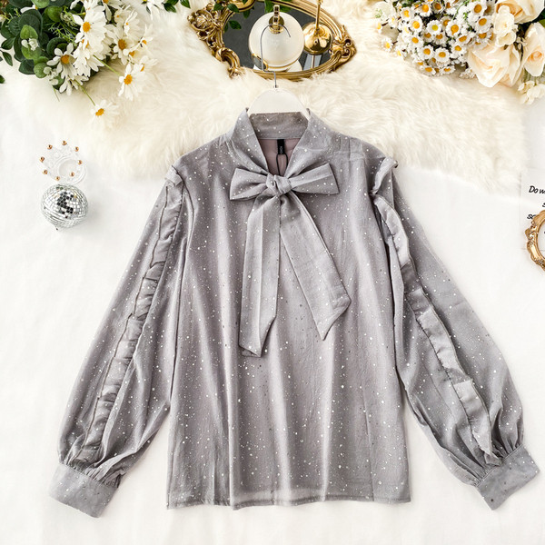 Modern női ing szalaggal, többféle színben