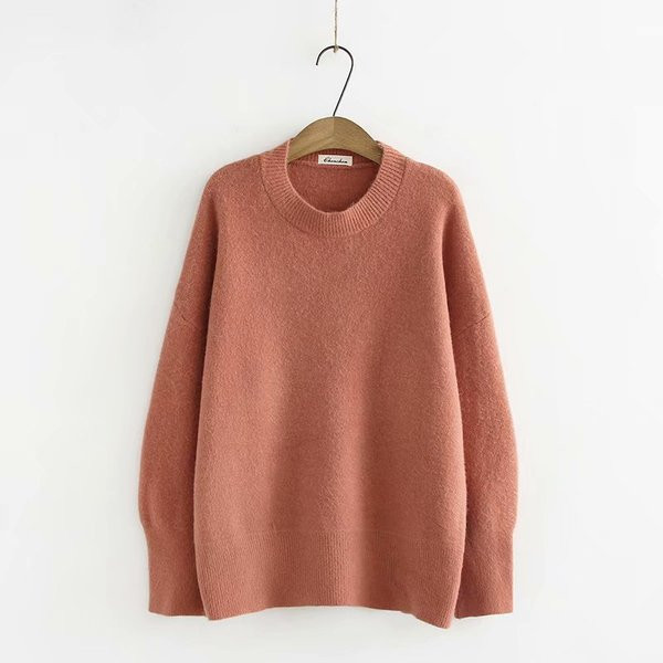 Καθημερινό γυναικείο γυναικείο πουλόβερ με λαιμόκοψη O σε τέσσερα χρώματα