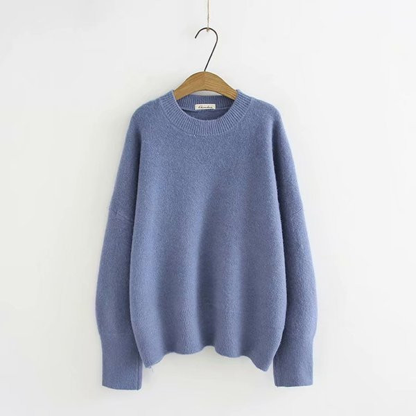 Καθημερινό γυναικείο γυναικείο πουλόβερ με λαιμόκοψη O σε τέσσερα χρώματα