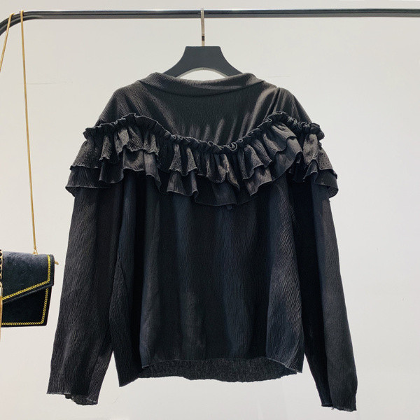 Női alkalmi blúz kerek nyakkivágással, fehér és fekete színben