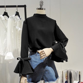 Új modell lótusz ujjú női ing fekete színben