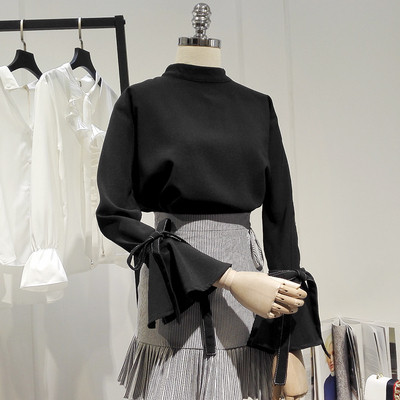 Új modell lótusz ujjú női ing fekete színben