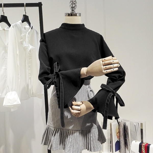 Új modell lótusz ujjú női ing fekete színben