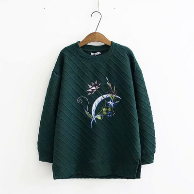 Női alkalmi pulóver O-nyakú és hosszú ujjú piros, barna és zöld színben