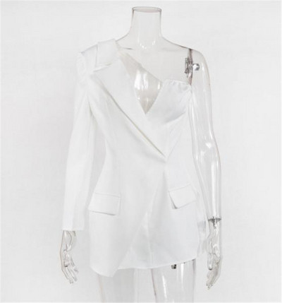 Νέο μοντέλο γυναικείο φόρεμα με ένα μανίκι σε λευκό και μαύρο χρώμα