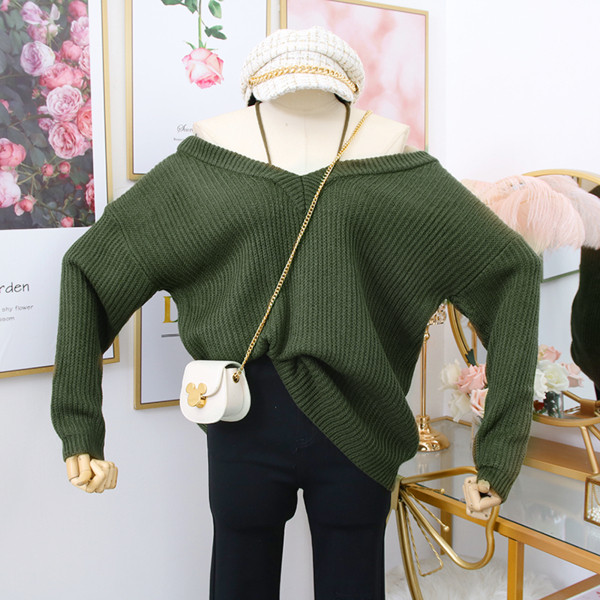 Pulover de damă modern cu decolteu spitz - mai multe culori