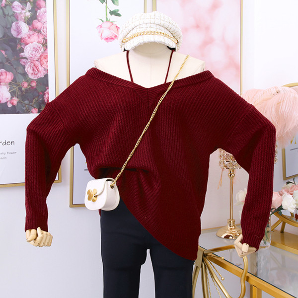 Pulover de damă modern cu decolteu spitz - mai multe culori