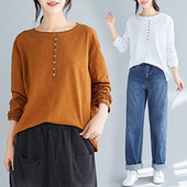 Bluza casual de dama cu nasturi in negru, alb, albastru, maro si roz