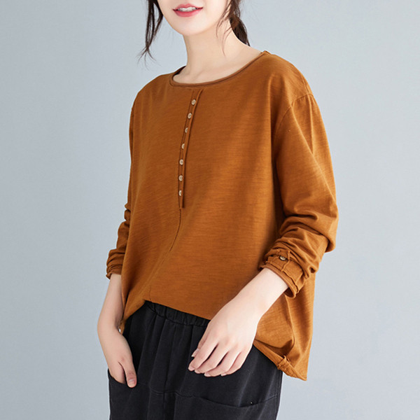 Bluza casual de dama cu nasturi in negru, alb, albastru, maro si roz