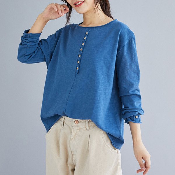 Bluza casual de dama cu nasturi in negru, alb, albastru, maro si roz