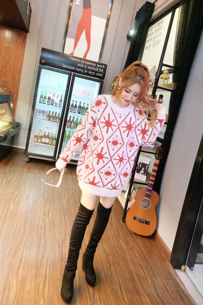 Pulover de dama lung gros in doua culori