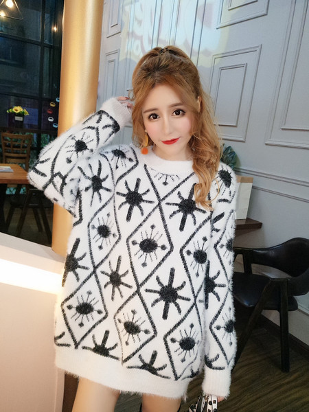 Pulover de dama lung gros in doua culori