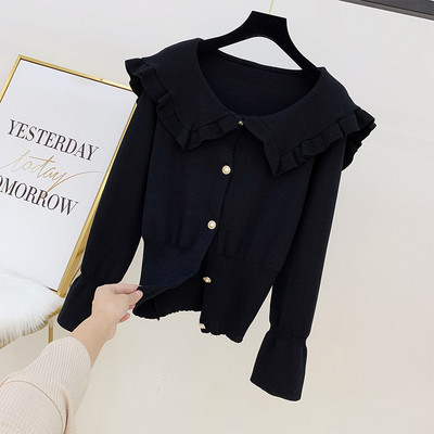 Női pulóver gombokkal és gallérral több színben