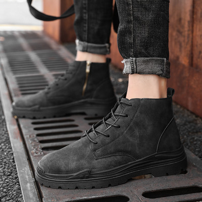 Χειμερινά γυναικεία παπούτσια με  φερμουάρ σε γκρι, μαύρο και πορτοκαλί χρώμα