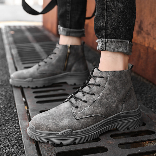 Χειμερινά γυναικεία παπούτσια με  φερμουάρ σε γκρι, μαύρο και πορτοκαλί χρώμα