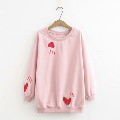 Pulover casual de dama cu maneci lungi in roz, alb si negru