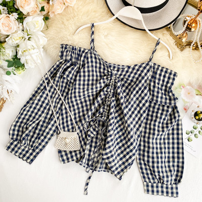 Γυναικείο καρό πουκάμισο με γυμνούς ώμους σε διάφορα χρώματα