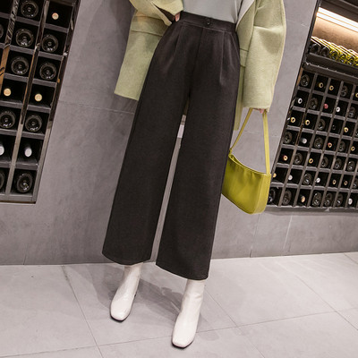 Актуален дамски панталон - широк модел в черен и бежов цвят