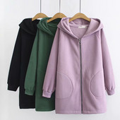 Μακρύ  γυναικείο φούτερ με φερμουάρ σε τρία χρώματα