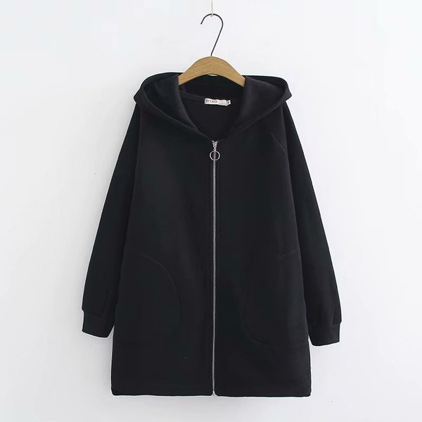 Μακρύ  γυναικείο φούτερ με φερμουάρ σε τρία χρώματα