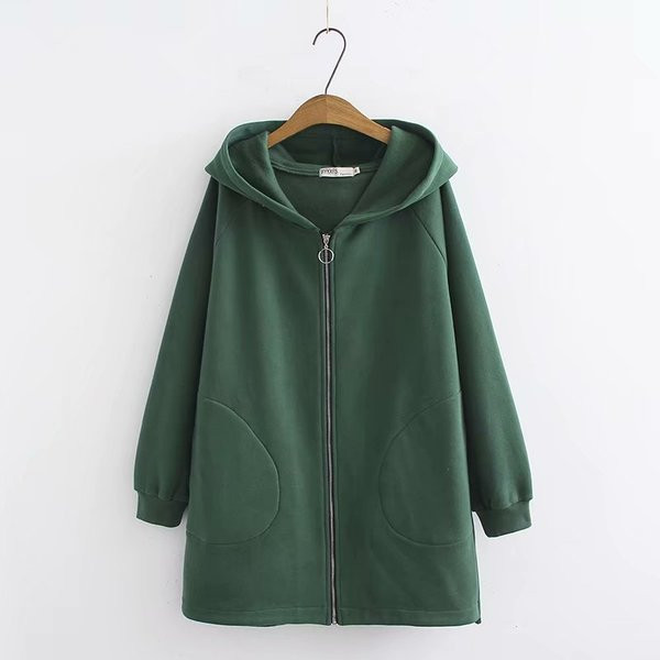 Μακρύ  γυναικείο φούτερ με φερμουάρ σε τρία χρώματα