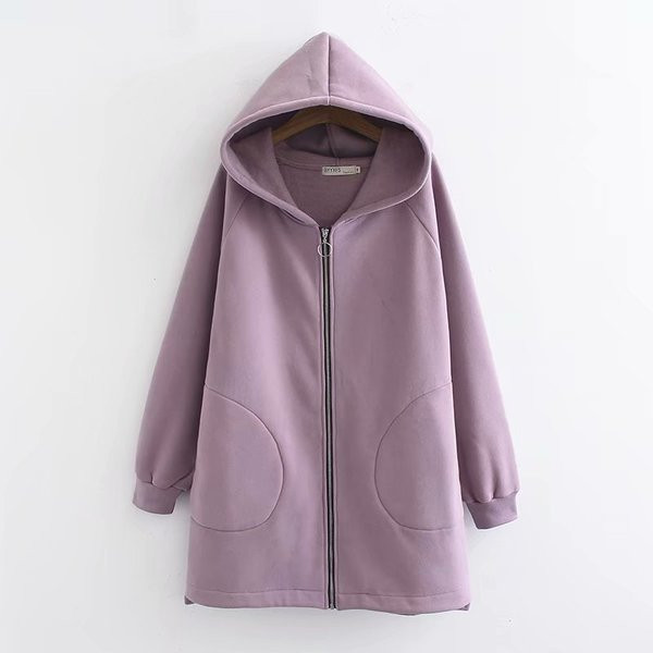 Μακρύ  γυναικείο φούτερ με φερμουάρ σε τρία χρώματα