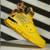 Aktuális férfi tornacipő, sárga, narancssárga, zöld és fehér színes feliratokkal