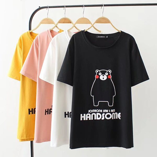 Női alkalmi póló fekete, fehér, rózsaszín és sárga rátéttel