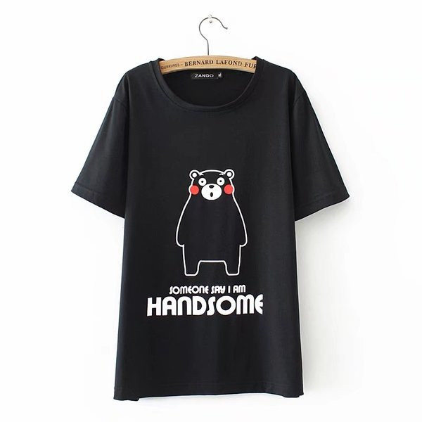 Női alkalmi póló fekete, fehér, rózsaszín és sárga rátéttel