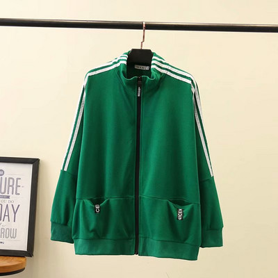 Casual γυναικεία φούτερ με τσέπη σε πράσινο και μαύρο χρώμα