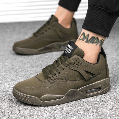 Μοντέρνα ανδρικά αθλητικά παπούτσια σε πράσινο, γκρι και μαύρο χρώμα