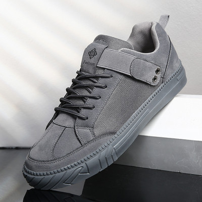 Tenisi actuali pentru bărbați cu talpă plate în negru, gri și bej