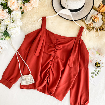 Γυναικείο πουκάμισο με ιμάντες και γυμνά ώμους σε διάφορα χρώματα