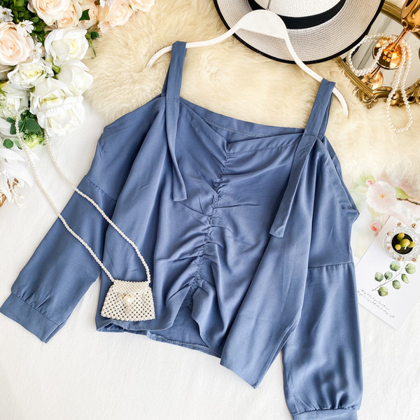 Γυναικείο πουκάμισο με ιμάντες και γυμνά ώμους σε διάφορα χρώματα